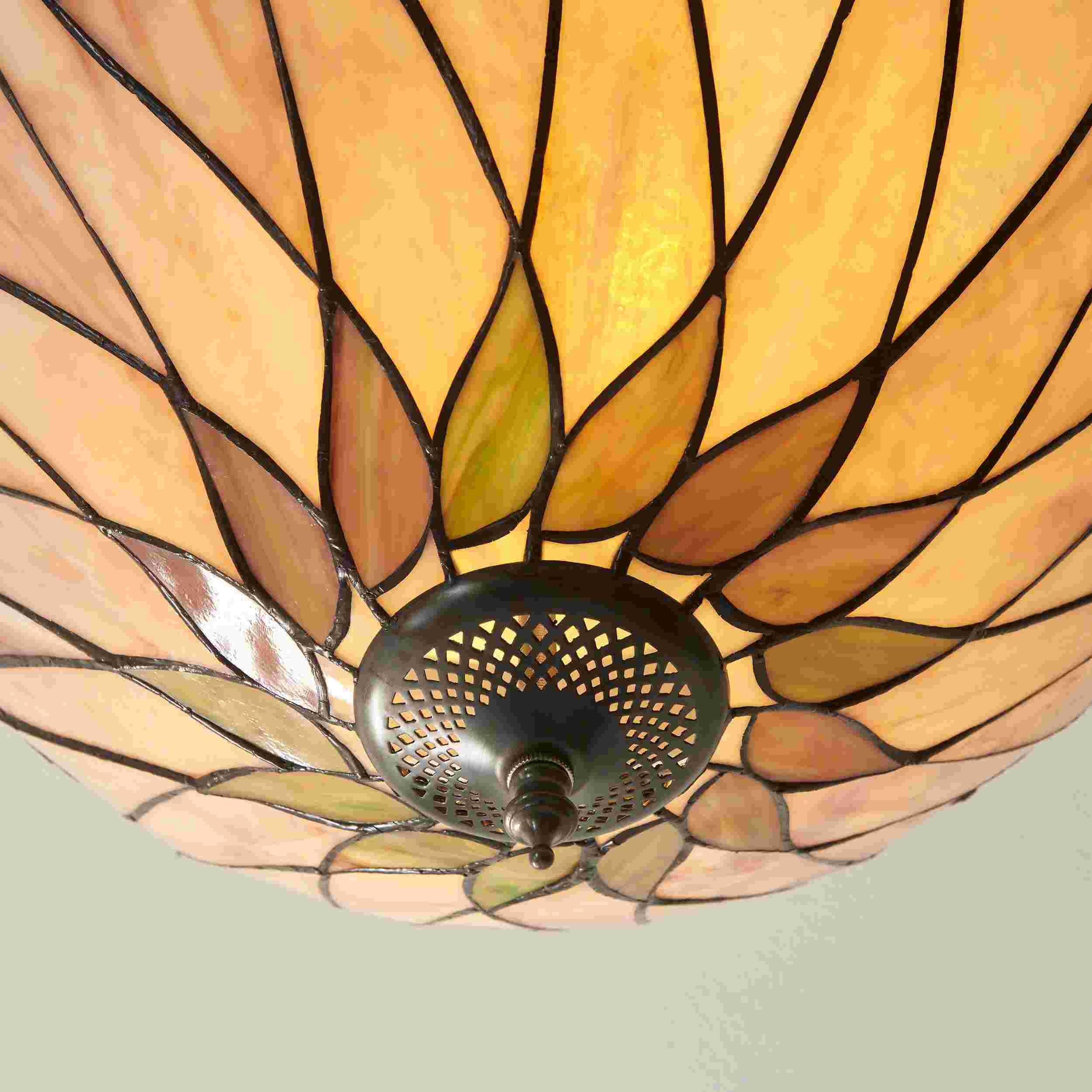 TF Hutchinson Tiffany Plafondlamp - Elegante vintage glazen lamp met bloemenmotief voor eetkamer of gang HL2251