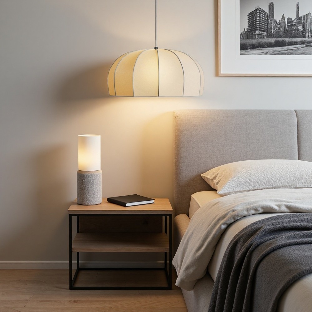 Hanglamp van zijdekoepel - elegante stoffen lamp voor eetkamer HL1323