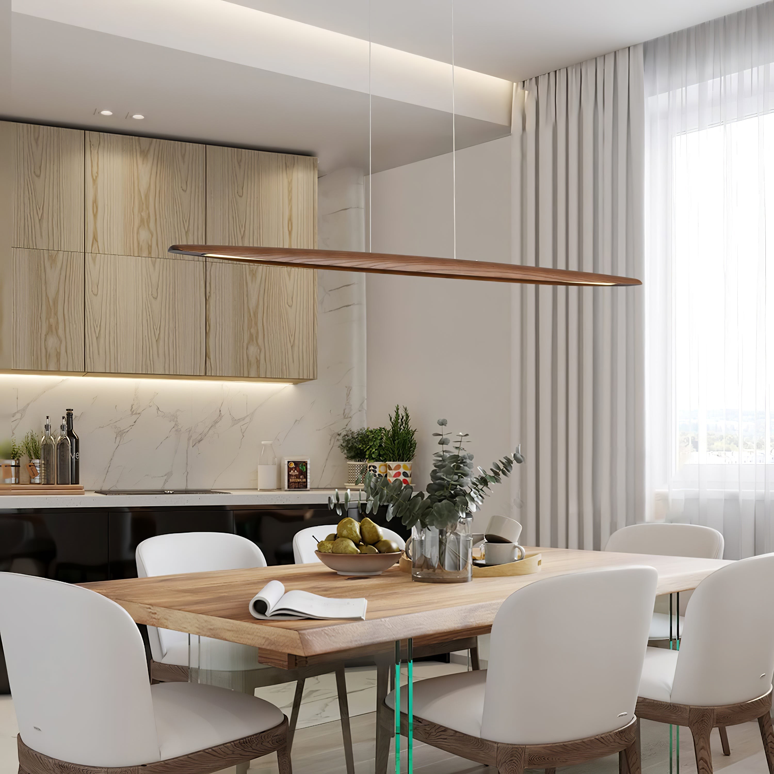Houten horizontale hanglamp HL1155