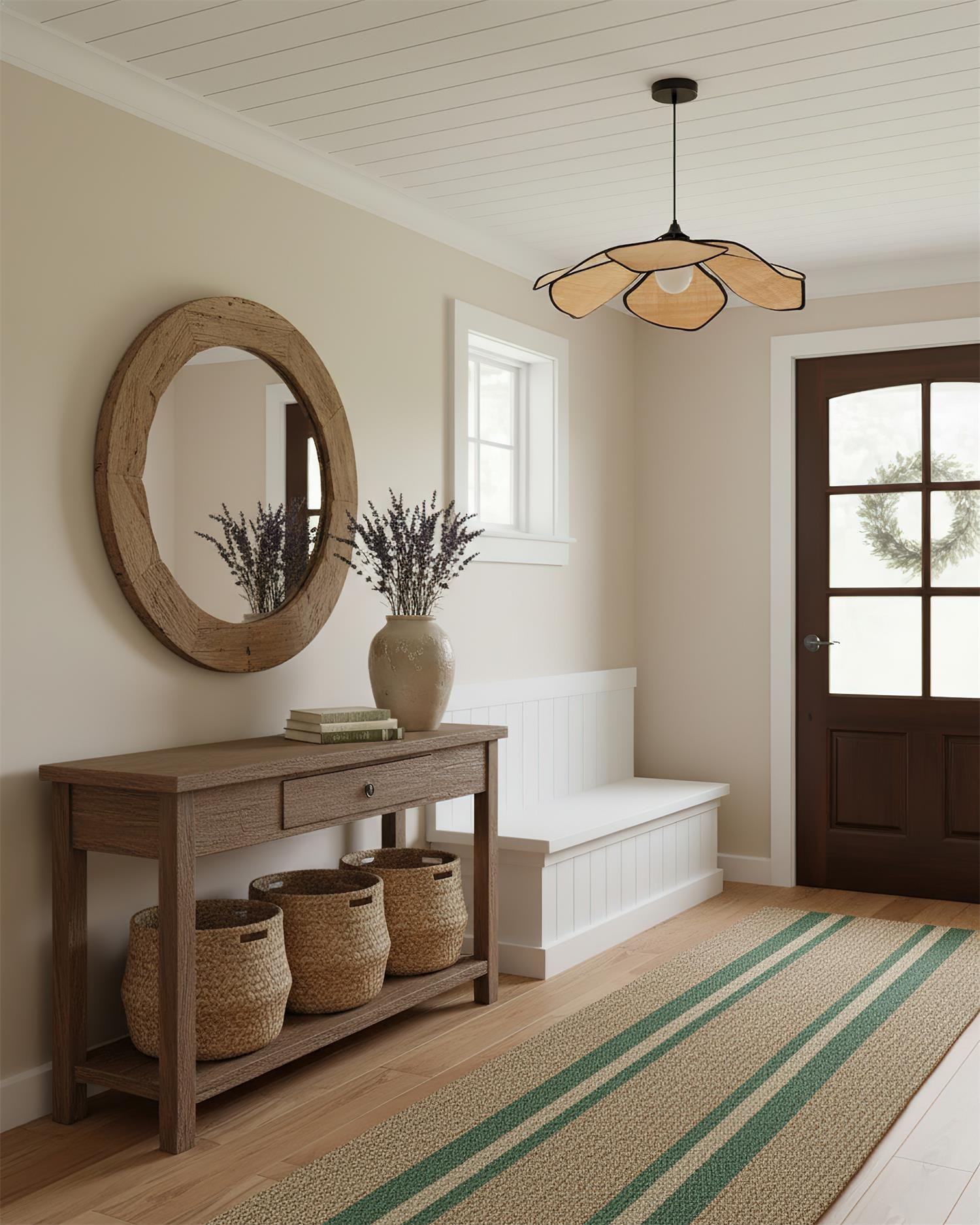 Hanglamp met raffia bloemblaadjes HL2804