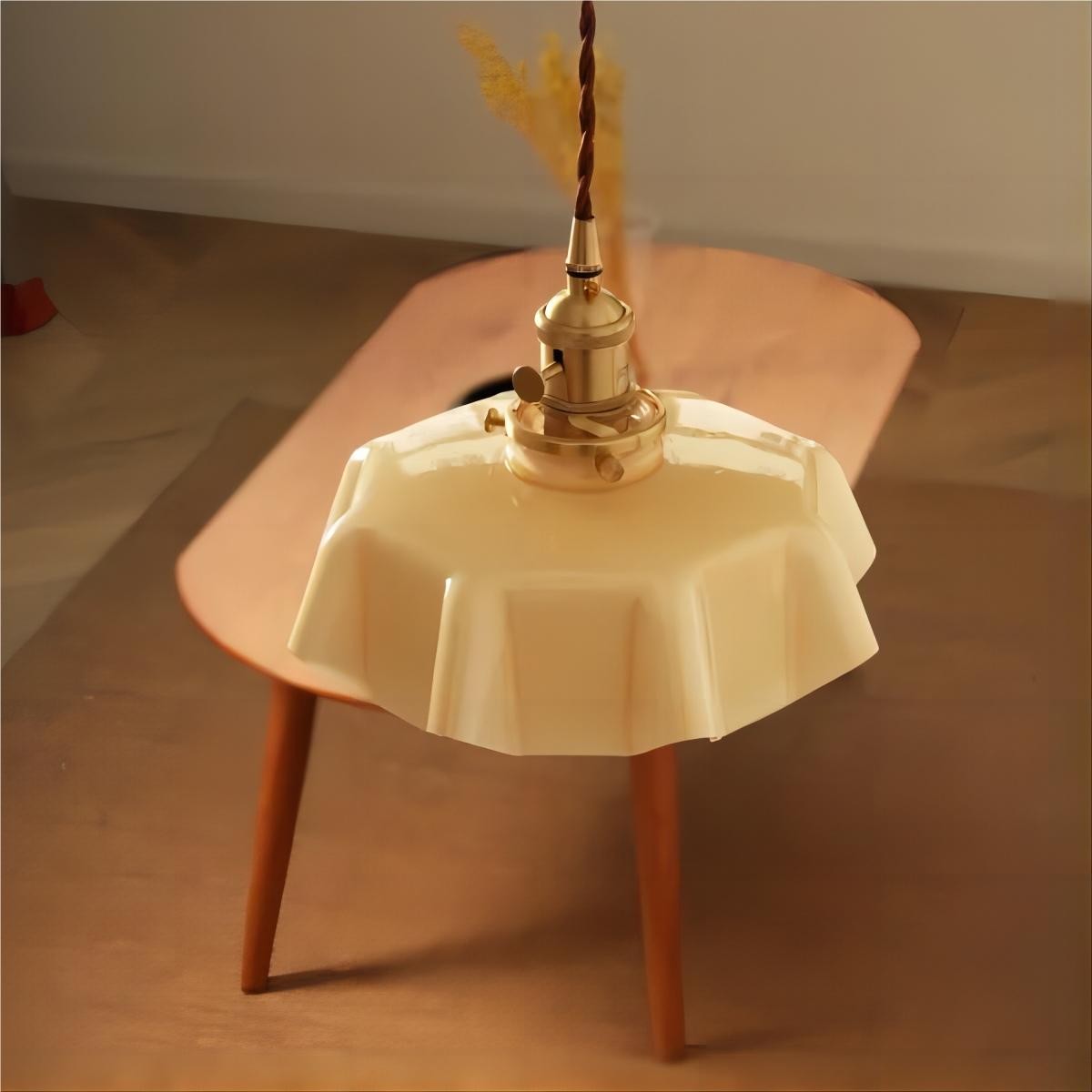 Retro Glazen Bloem Crème Hanglamp HL183