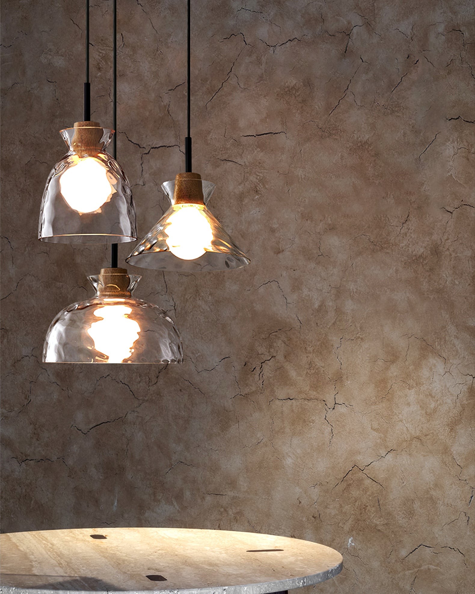 Moderne Water Ripple Transparante Glazen Hanglamp HL798