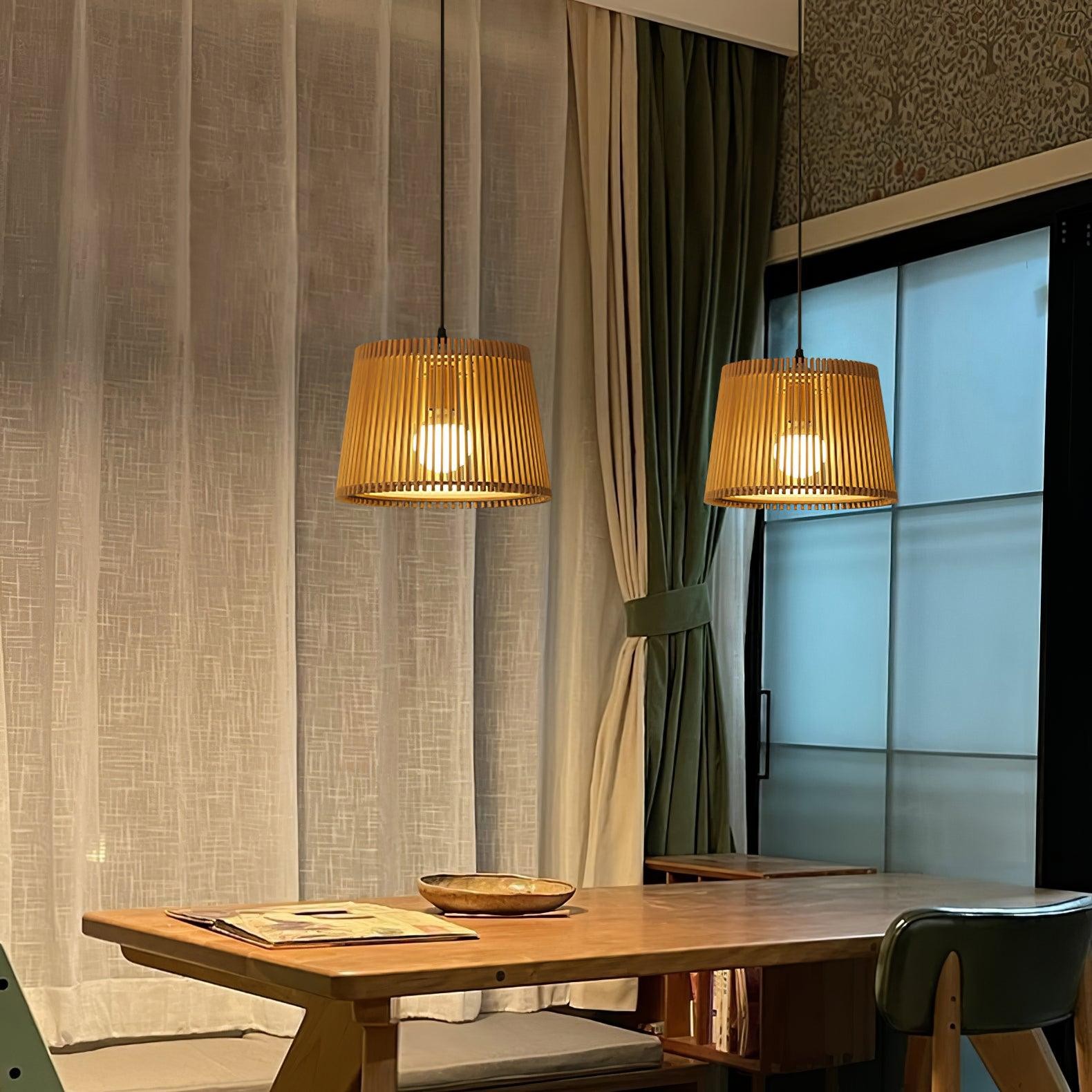 Houten boomstamkleurige kooi hanglamp HL752