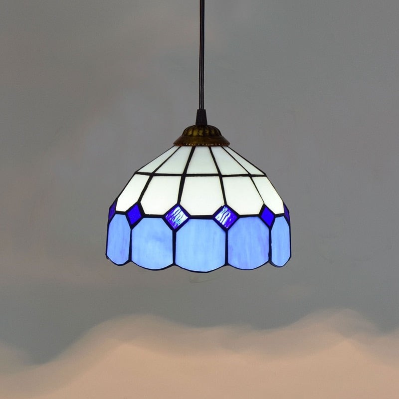 Hanglamp In Vintage Gekleurd Glas In Tiffany Stijl HL13