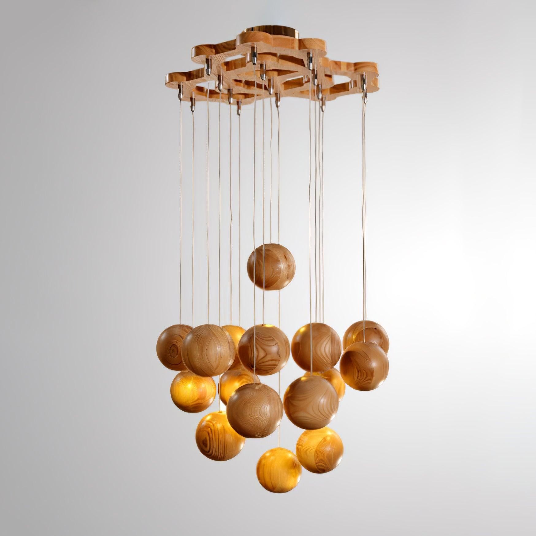 Houten bolvormige cluster hanglamp HL930