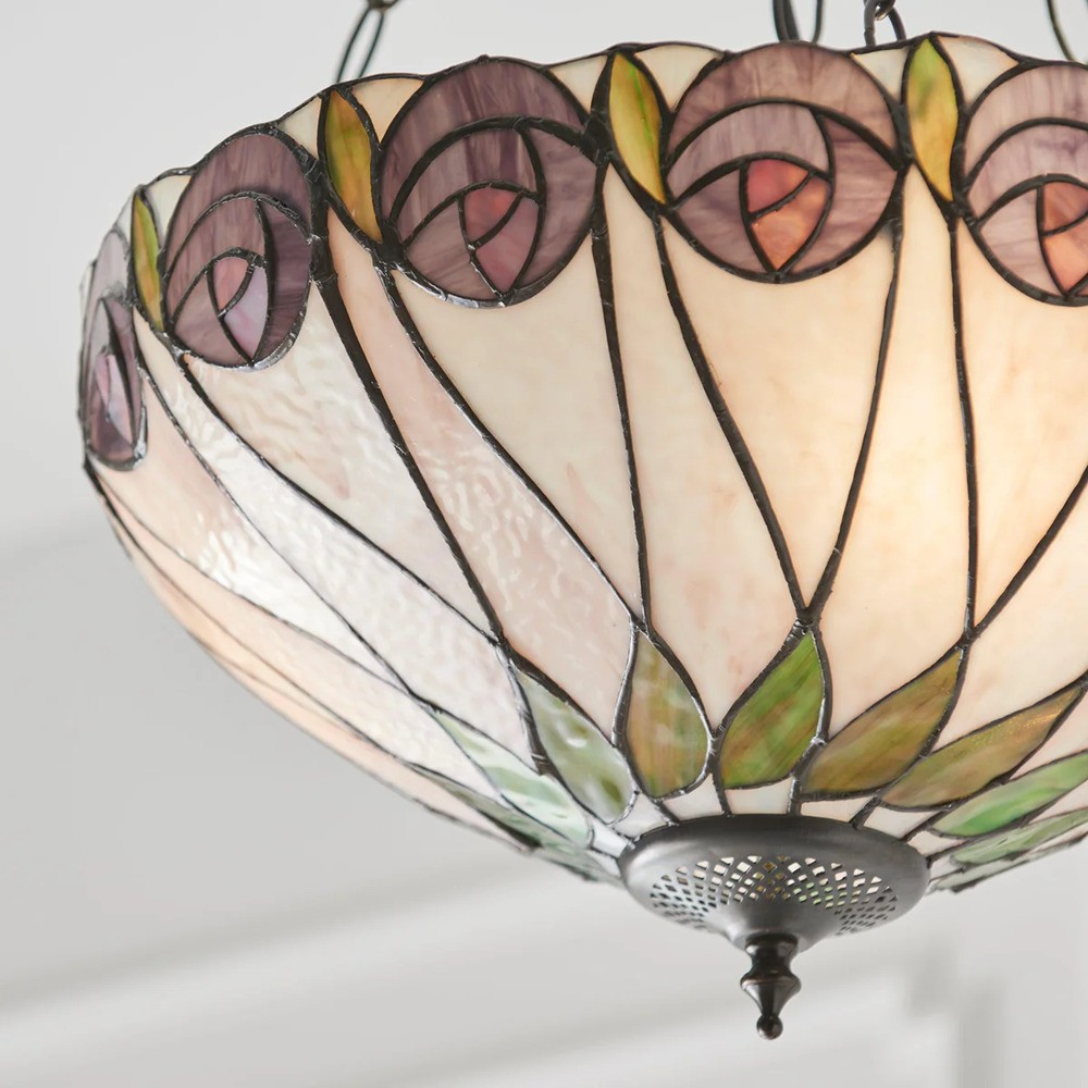 TF Hutchinson Tiffany hanglamp - Omgekeerde kunstglazen verstelbare hanglamp voor thuis HL2097