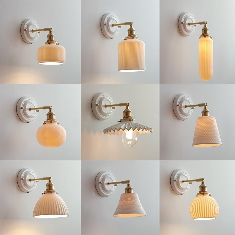 Vintage Japanse keramische messing wandlamp met 1 lamp HL1400