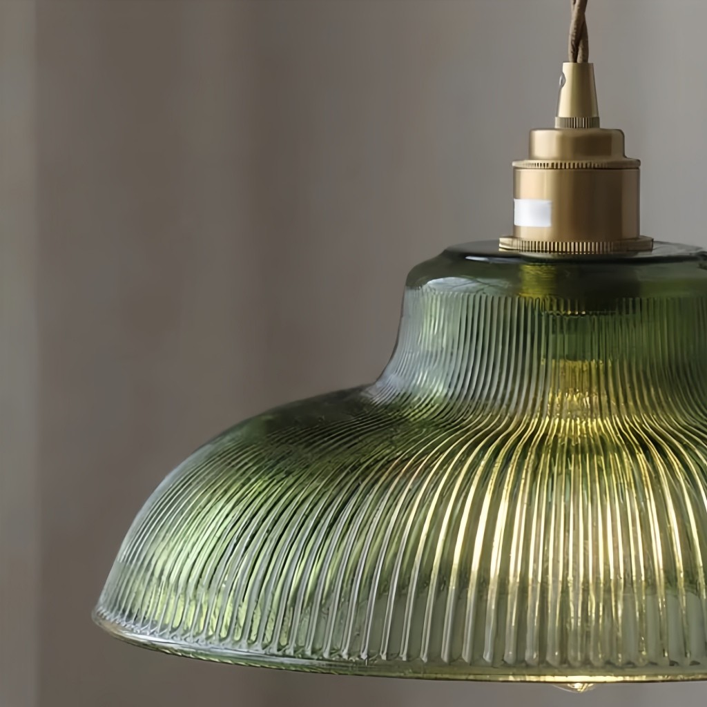 Ribilux geribbelde hanglamp - Vintage glas en metaal voor keuken en eetkamer HL2461