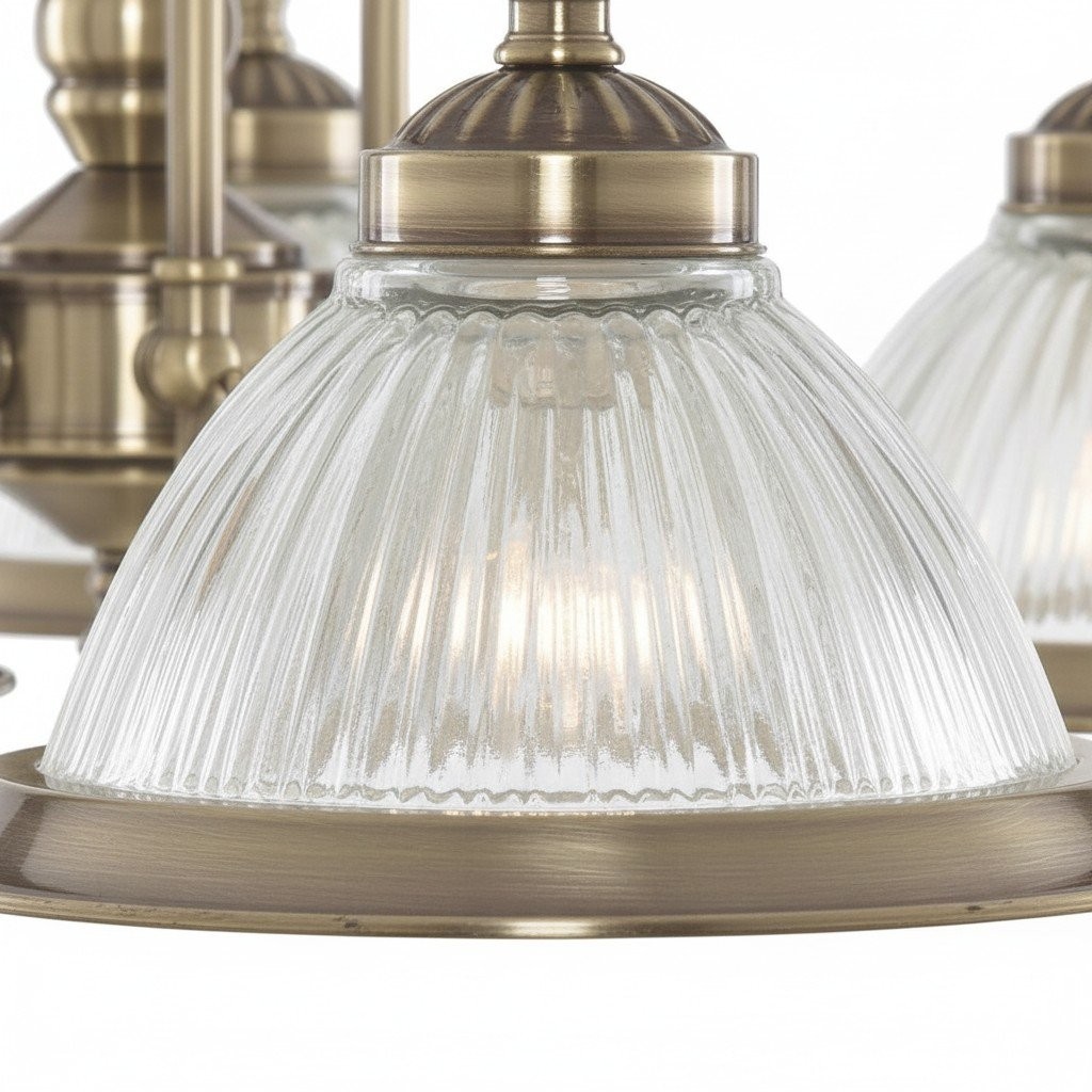 TF Vintora Hanglamp met geribbeld glas - Elegante metalen afwerking voor keukens, eetkamers en gangen HL2221