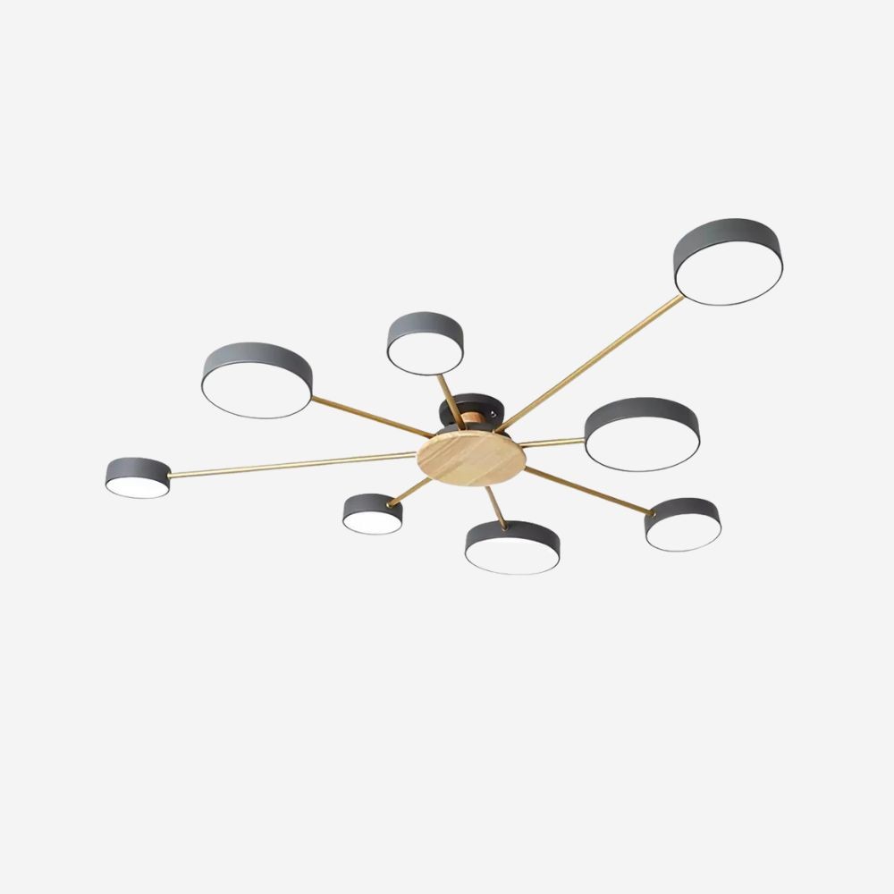 Moderne plafondlamp met takkenschijf - LED-lamp van hout voor eetkamer HL1345