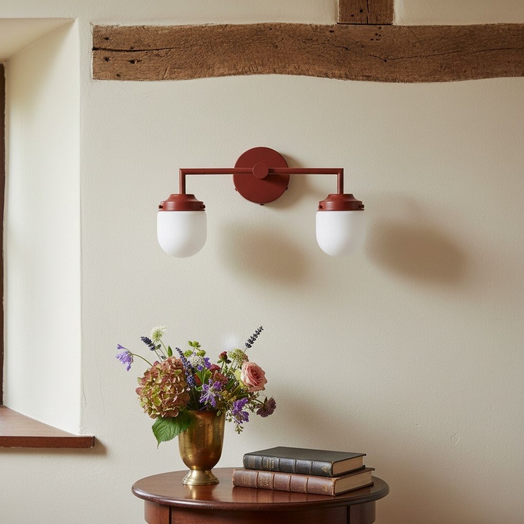 Opaalglas dubbele wastafellamp - Vintage stijl badkamer dubbele wandverlichting HL1665