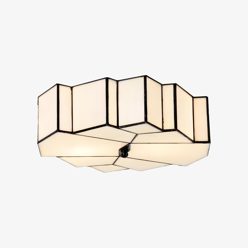 Kelsar Art Deco Tiffany plafondlamp - Geometrische glas-in-lood plafondlamp voor de woonkamer HL2101