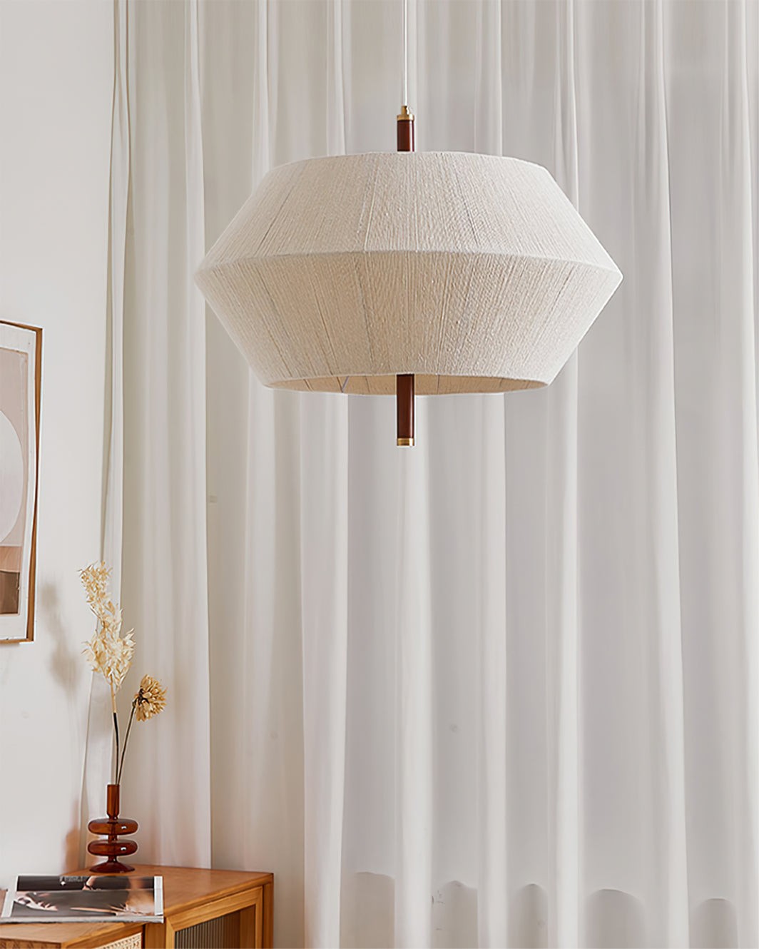 Japanse Wabi-Sabi-stijl geweven stoffen hanglamp HL880