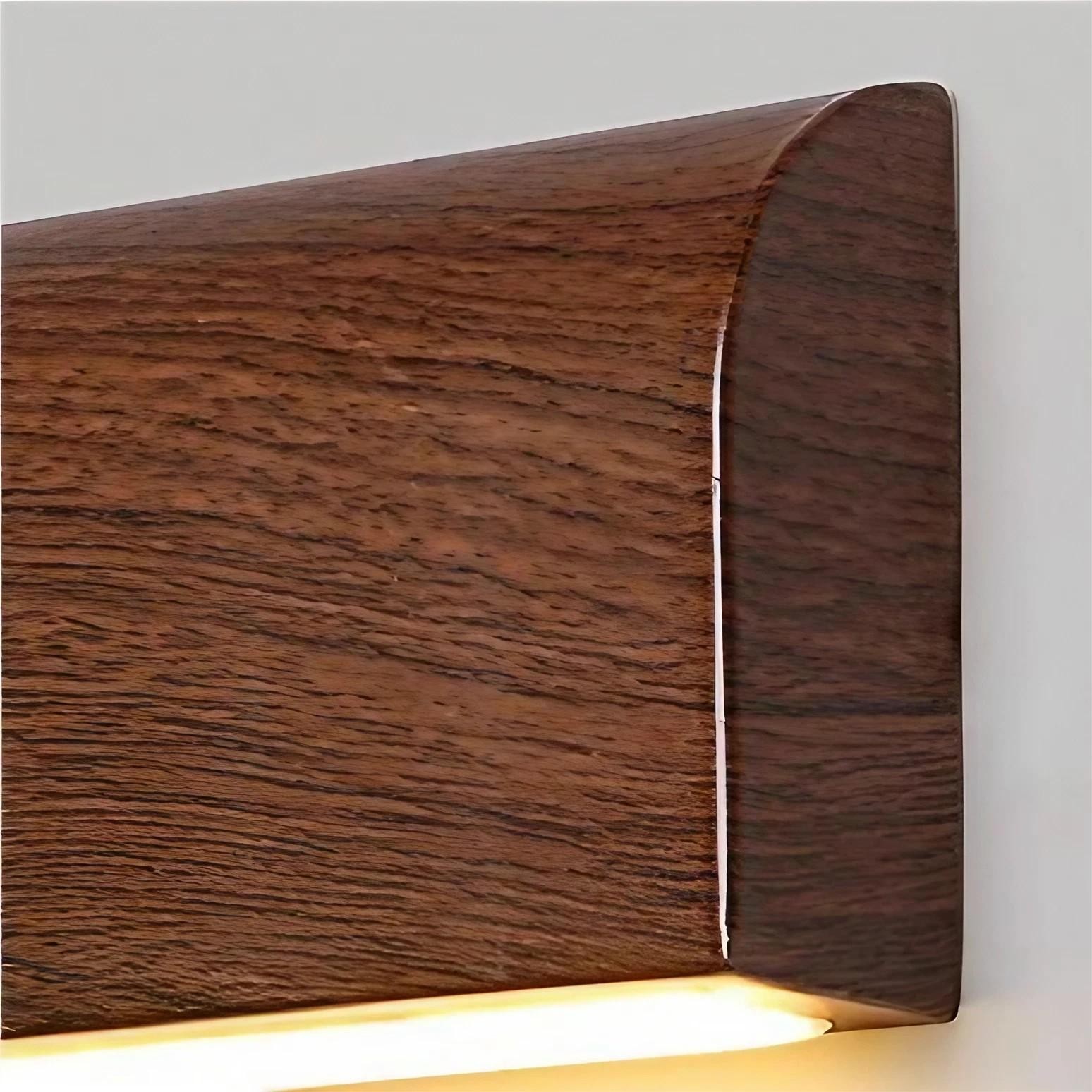 Rechthoekige LED wandlamp met houtnerfaluminium HL196