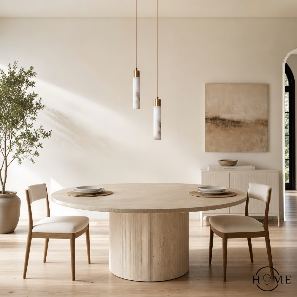 Hanglamp van natuurlijk getextureerd marmer en messing HL1060