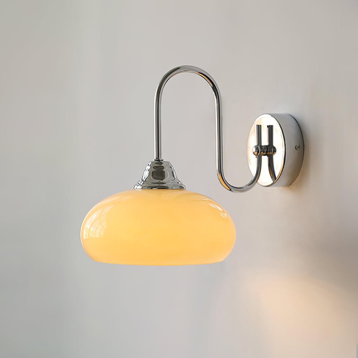 Bauhaus Wind Cream Glazen Kap Metalen Gebogen Paal Wandlamp HL958