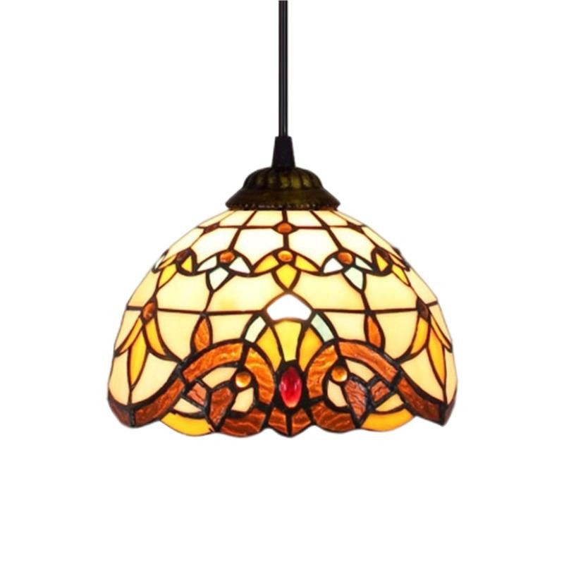 Hanglamp In Vintage Gekleurd Glas In Tiffany Stijl HL13