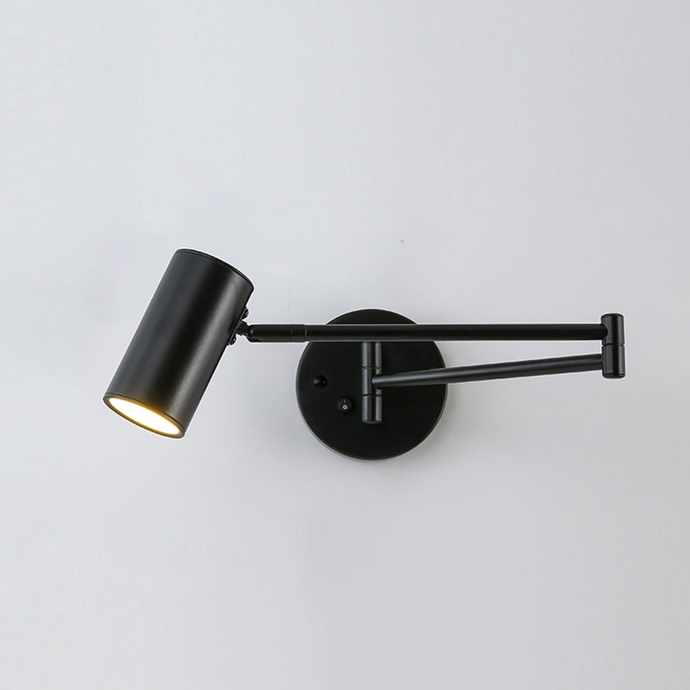 Moderne metalen cilindervormige wandlamp met zwenkarm HL1076