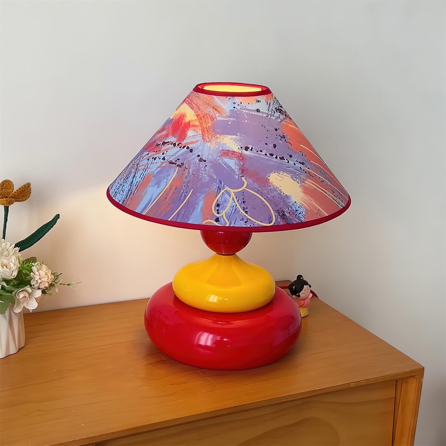 Retro decoratieve kleurrijke gestapelde tafellamp HL641
