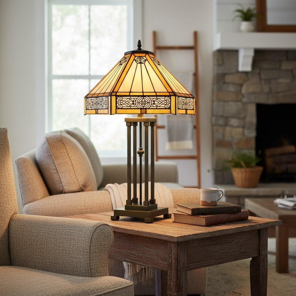 Velora Artisan Libelle Glas-in-lood Tafellamp - Vintage Tiffany Stijl Accentlamp voor de Woonkamer HL2093