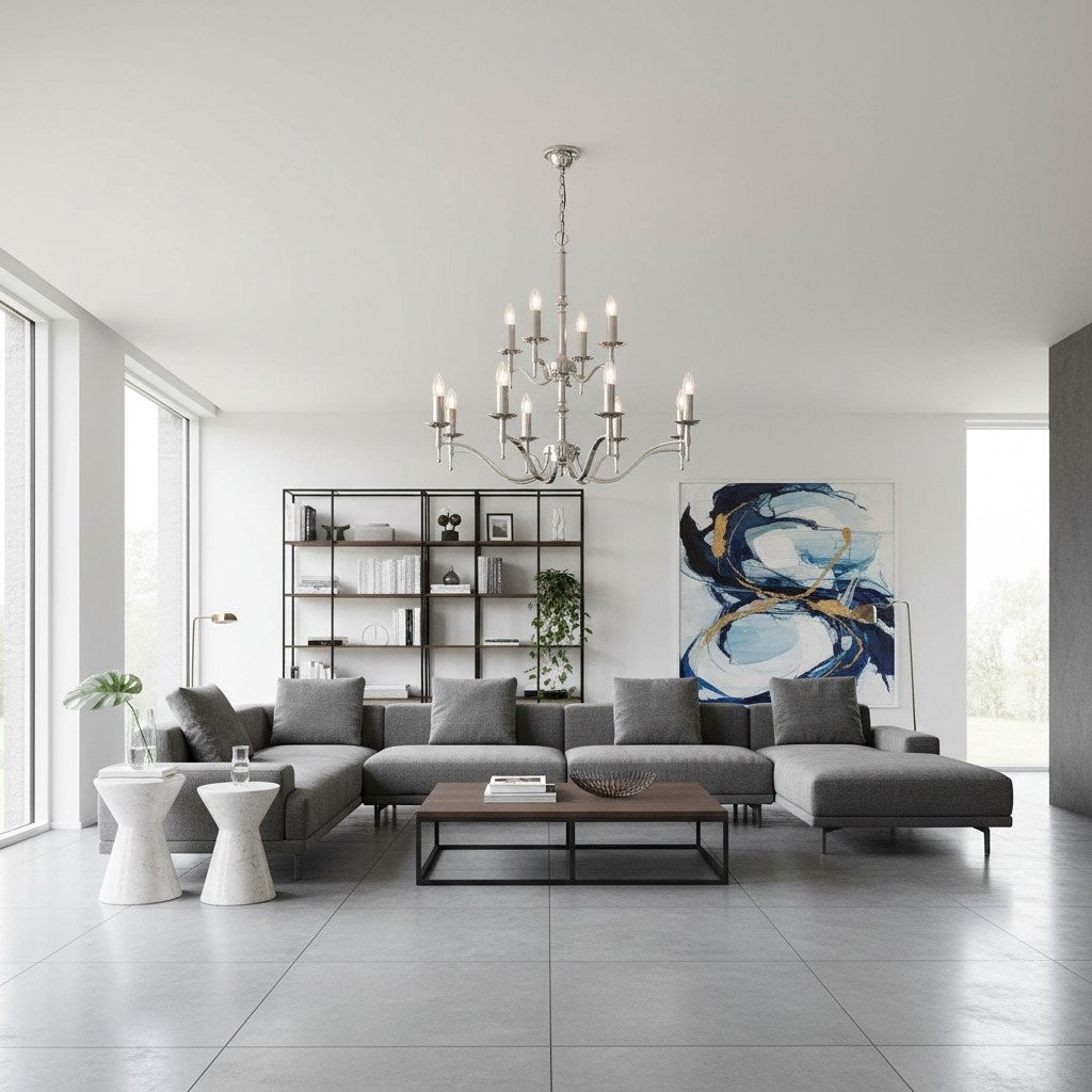 Tela Kroonluchter van messing en nikkel - Elegante multi-lichtarmatuur voor hallen en keukens HL2020