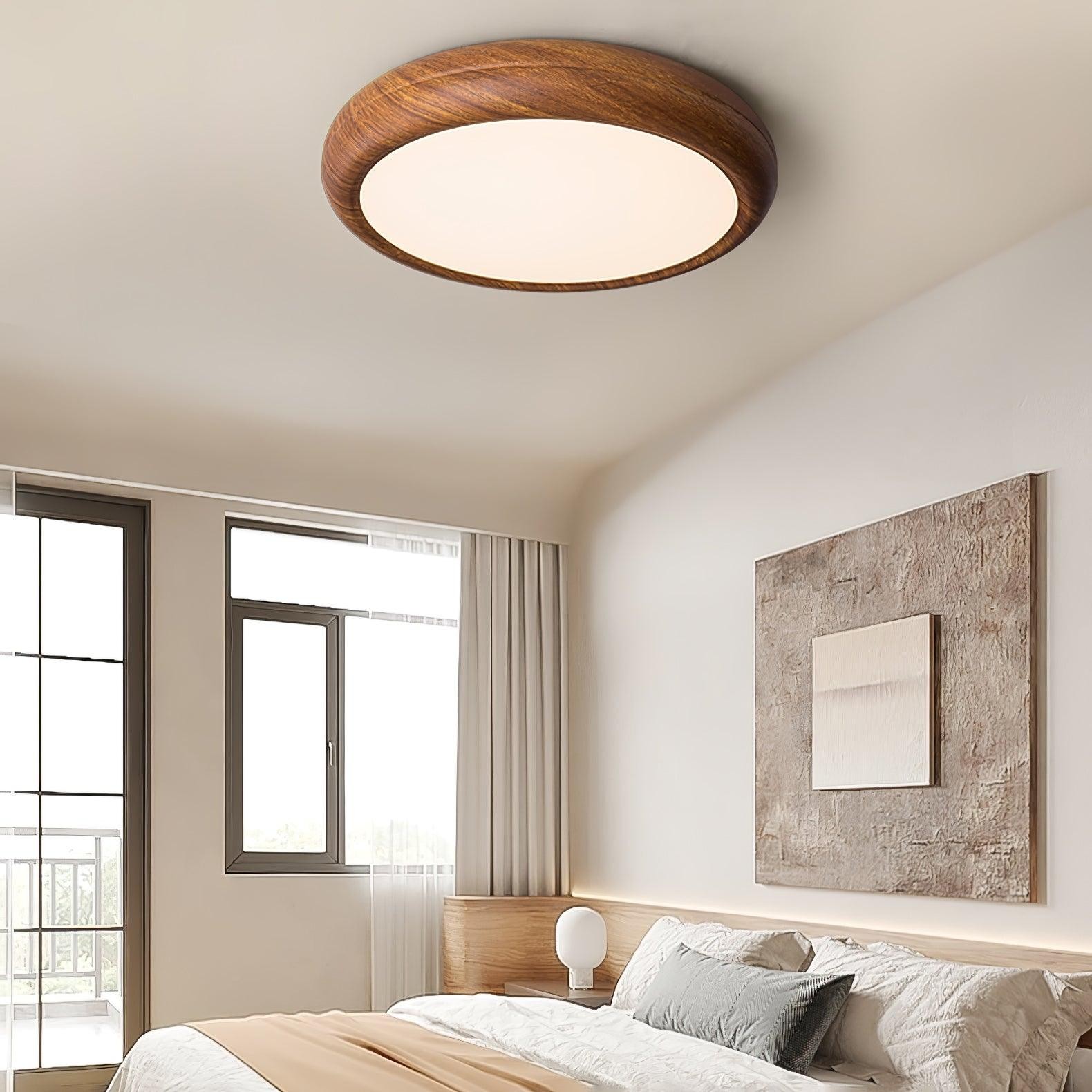 Ronde plafondlamp met houtnerf HL825