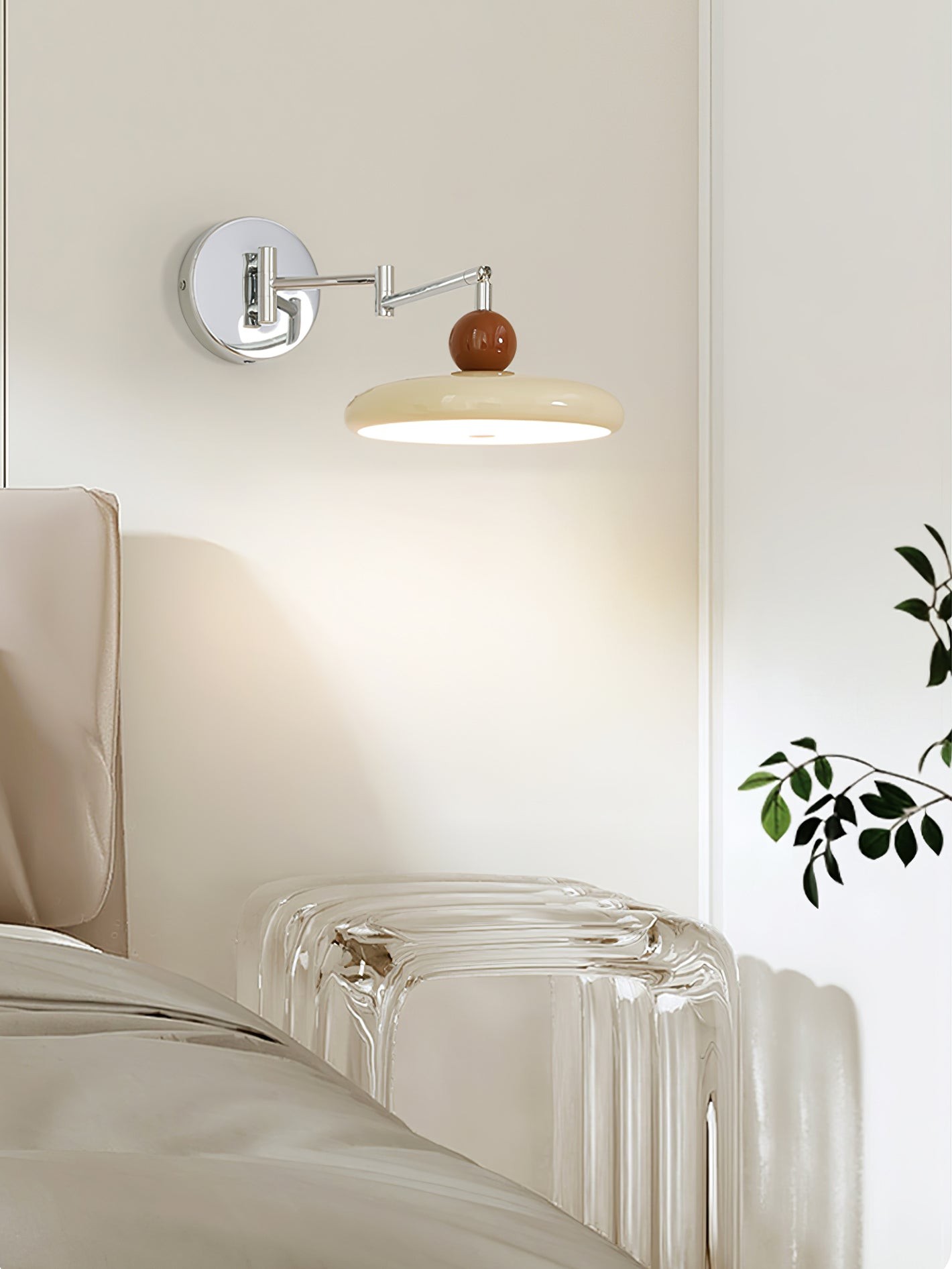 Creatieve crèmekleurige stijl draaibare wandlamp met zwenkarm HL609