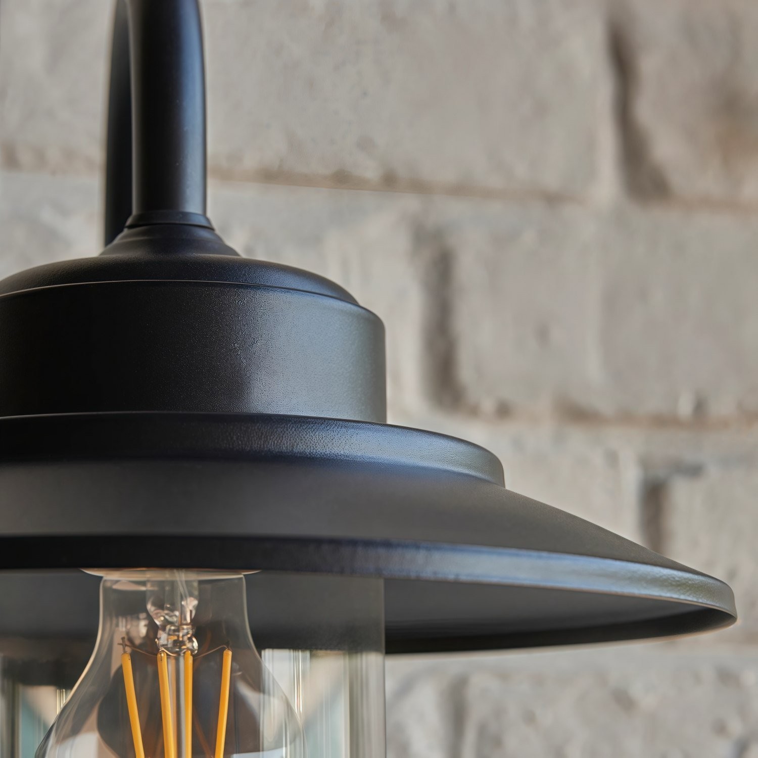 Trevanta wandlamp met gebogen arm - zwart gelakte sensorlamp in lantaarnstijl voor kleine ruimtes HL2094