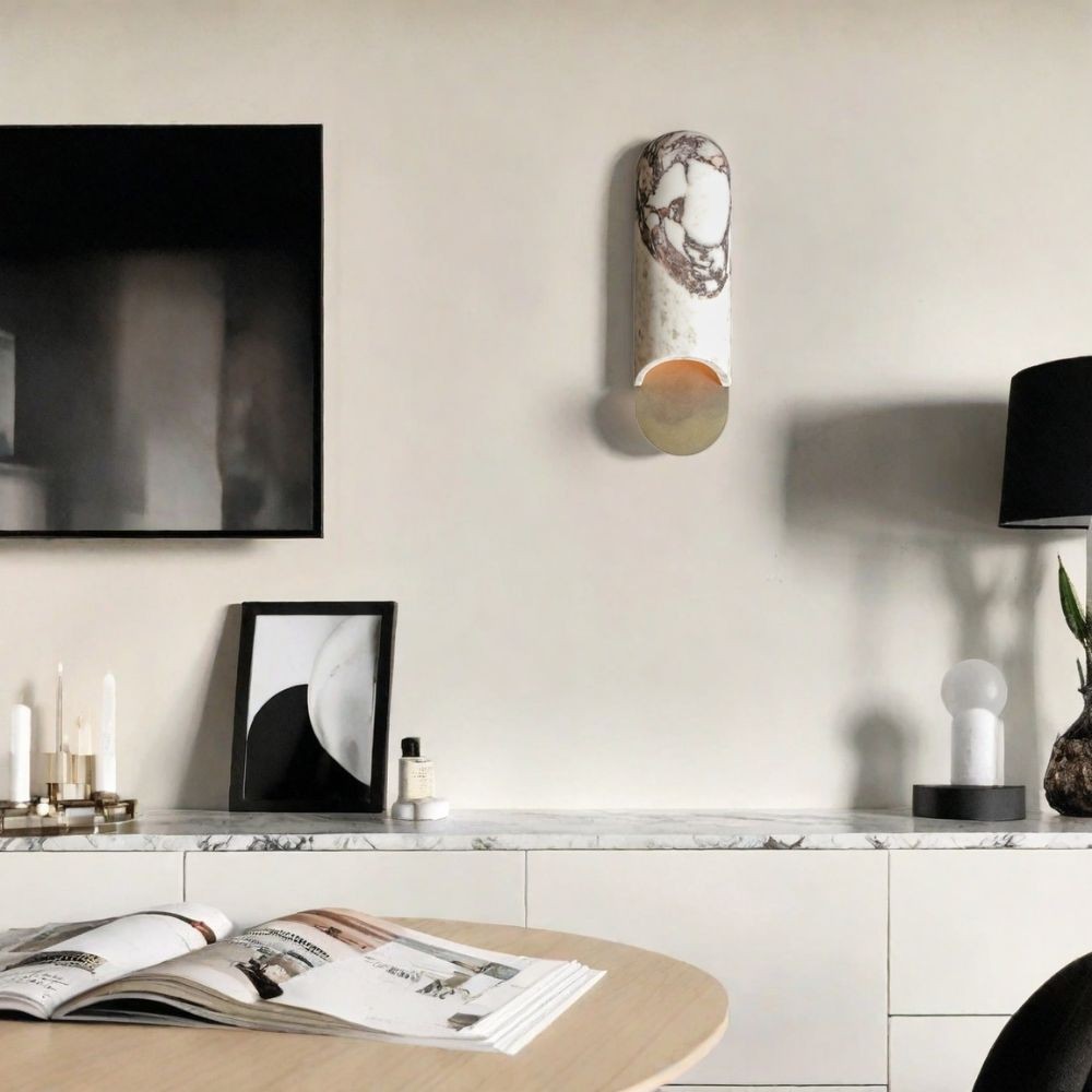 Capsule Wandlamp - Ovaal Travertijn en Marmer Design HL1049