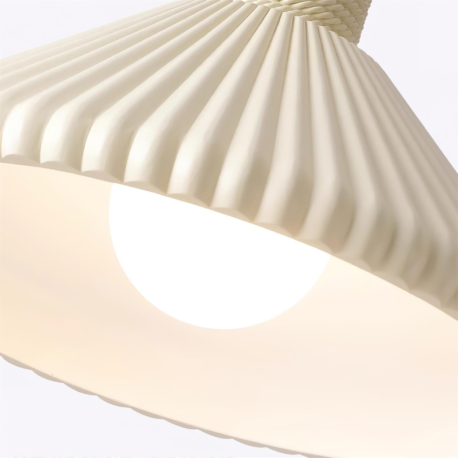 Crèmekleurige kegelvormige gestreepte hanglamp HL723