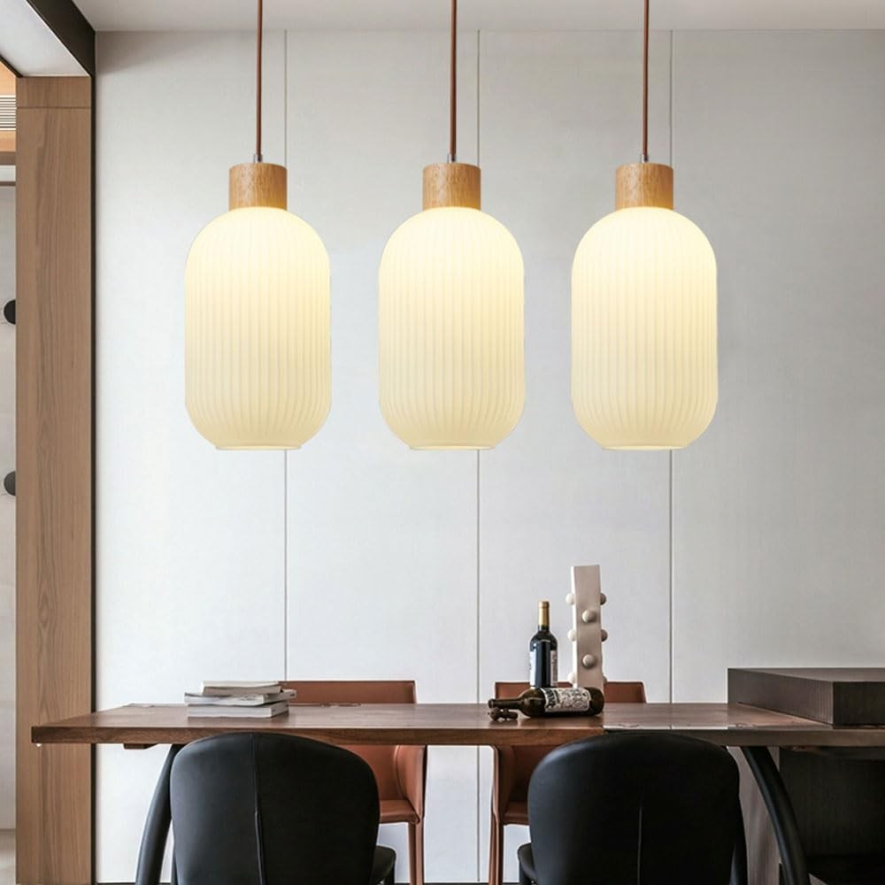 Nordic witte lantaarnachtige glazen hanglamp HL666
