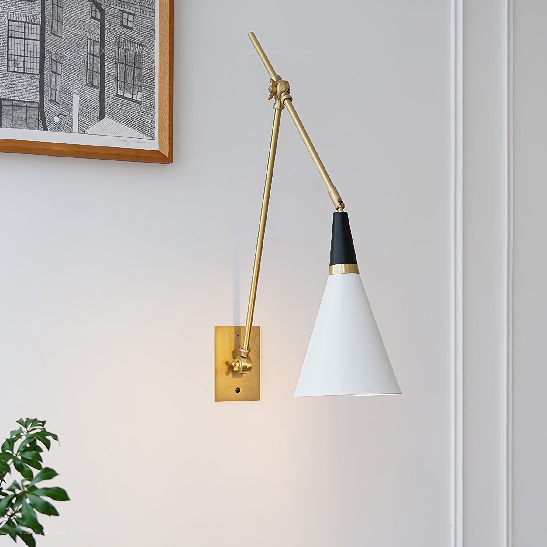 Vintage metalen verstelbare wandlamp met zwenkarm HL966