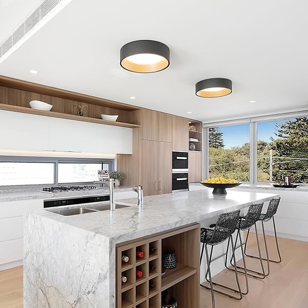 Japanse minimalistische creatieve ronde LED-plafondlamp met houtnerf HL759