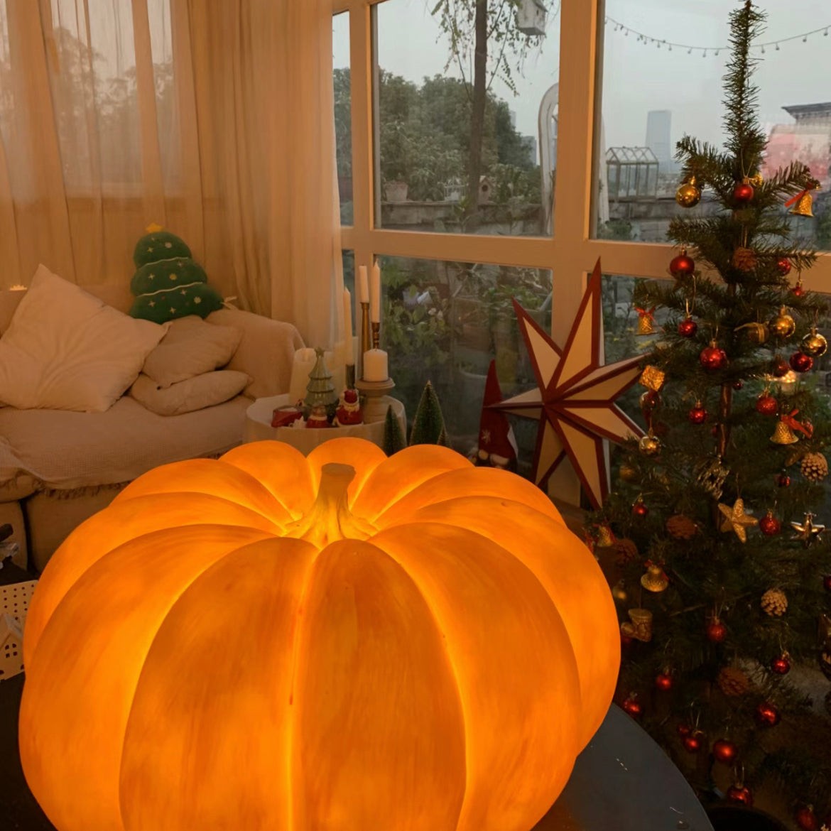 Pompoen Draagbare Tafellamp Voor Halloween Decoraties Buiten HL86