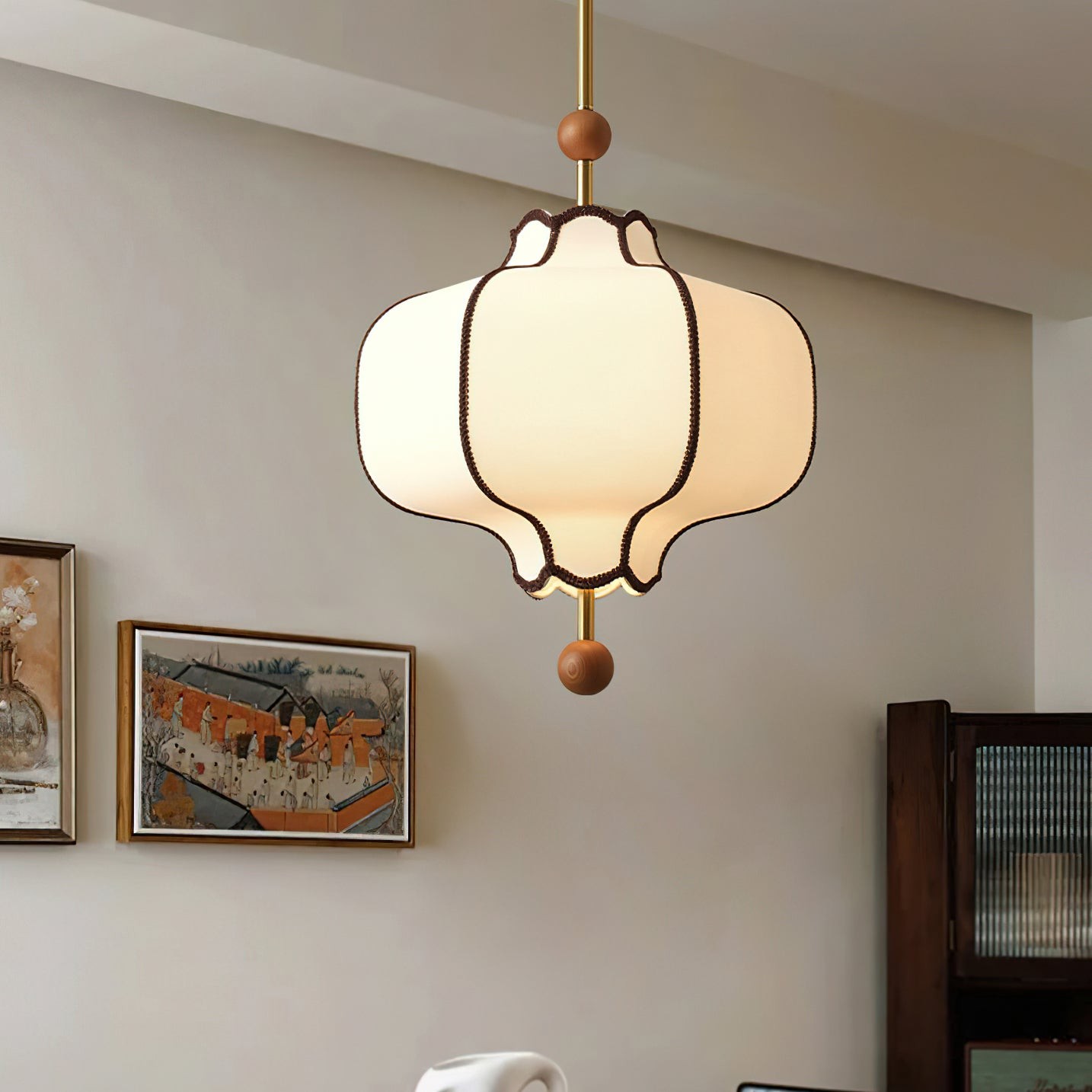 Vintage hanglamp van getextureerd textiel HL570