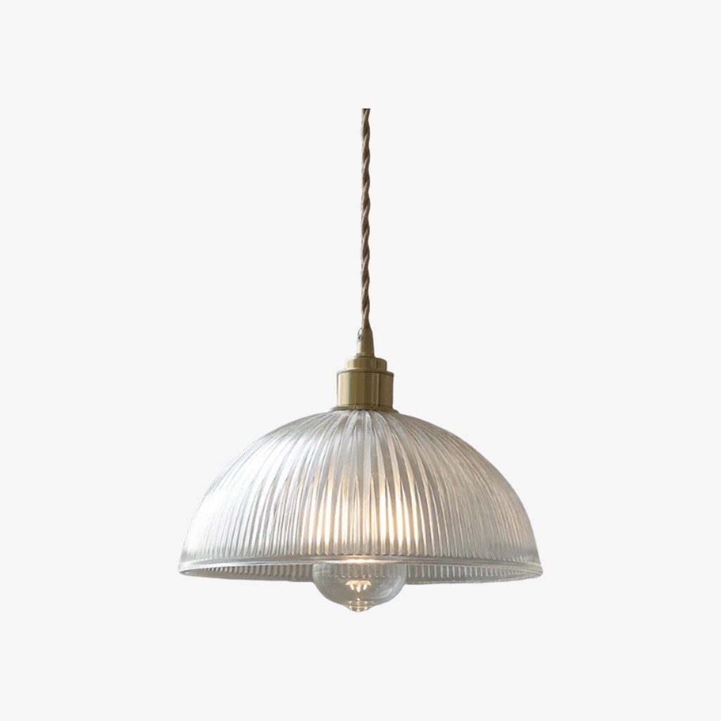 Ribilux geribbelde hanglamp - Vintage glas en metaal voor keuken en eetkamer HL2461
