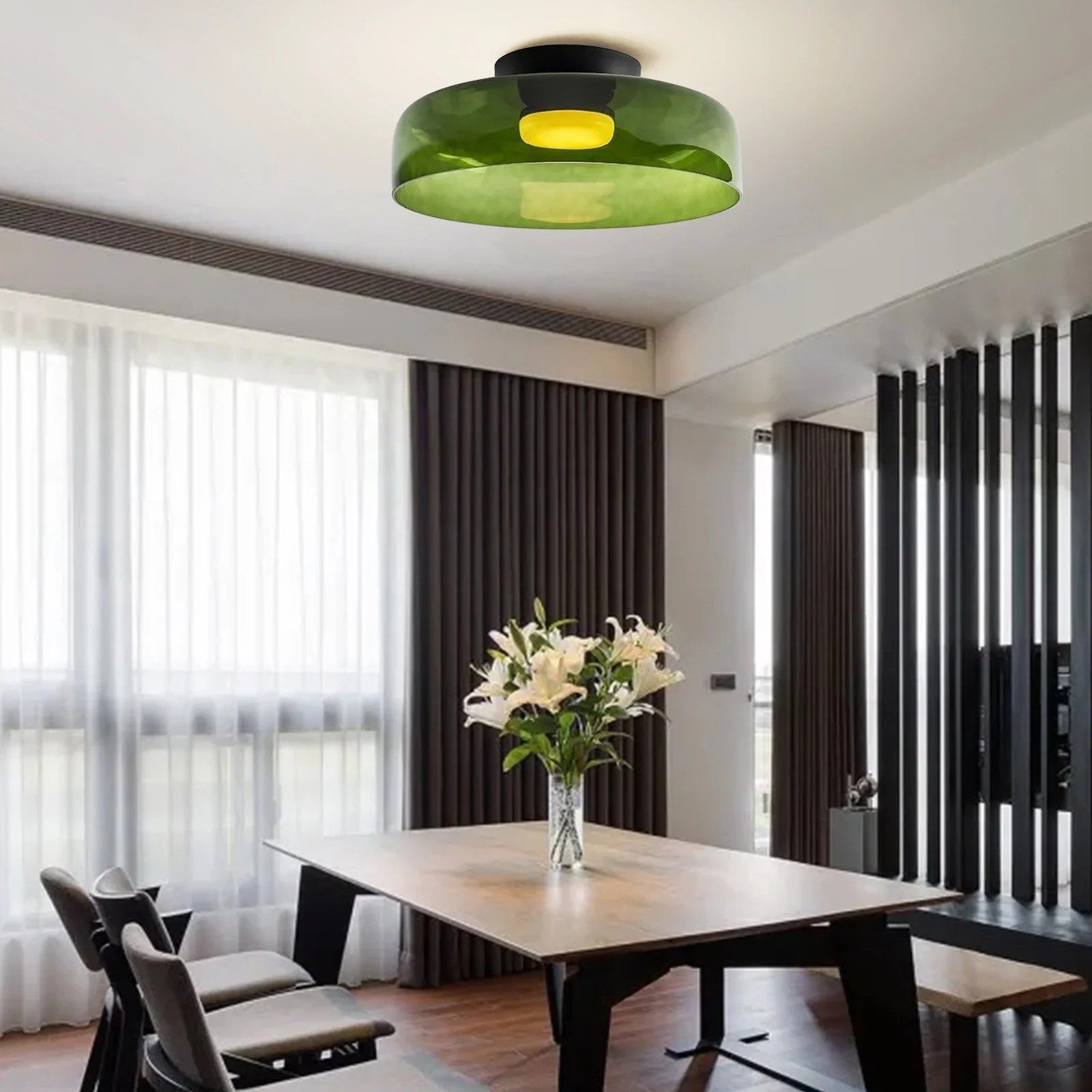 Scandinavische Glazen Schijf Plafondlamp - Noordse Macaron-stijl Lamp voor Woonkamers HL204