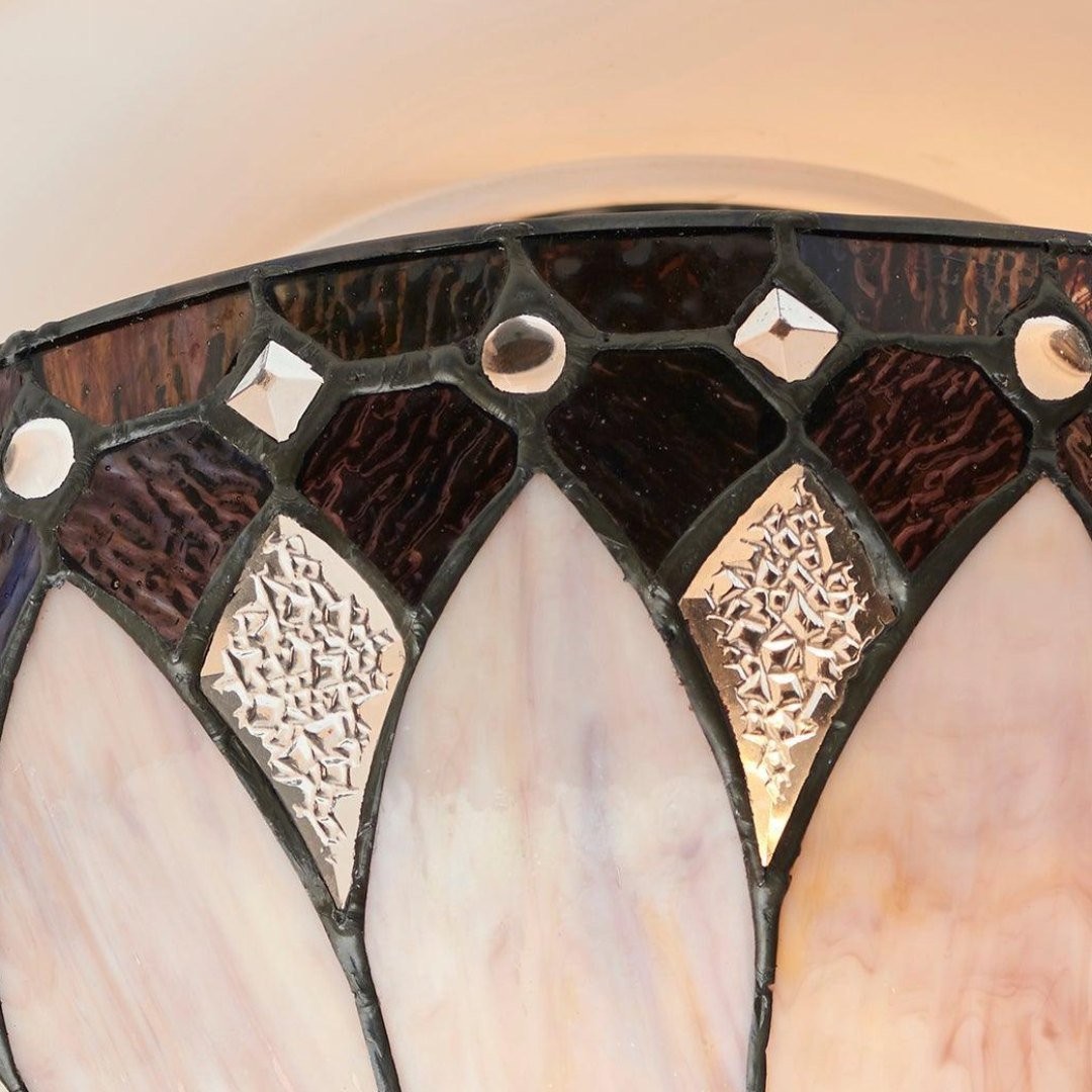 TF Brooklyn Tiffany plafondlamp met halfverzonken armatuur - Geometrische glazen kap voor gangen of woonkamers HL2243