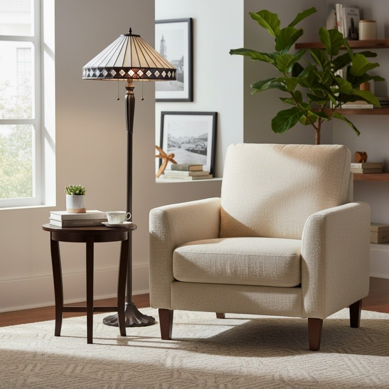 TiffStar Art Glazen Vloerlamp met Sierlijke Kap - Staande Lamp voor Woonkamers HL2138