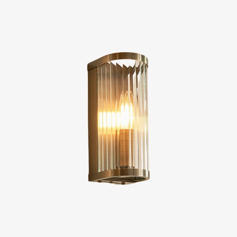 RibGlow Art Deco wandlamp met geribbeld glas - Vintage-geïnspireerde wandlamp voor de woonkamer HL2037