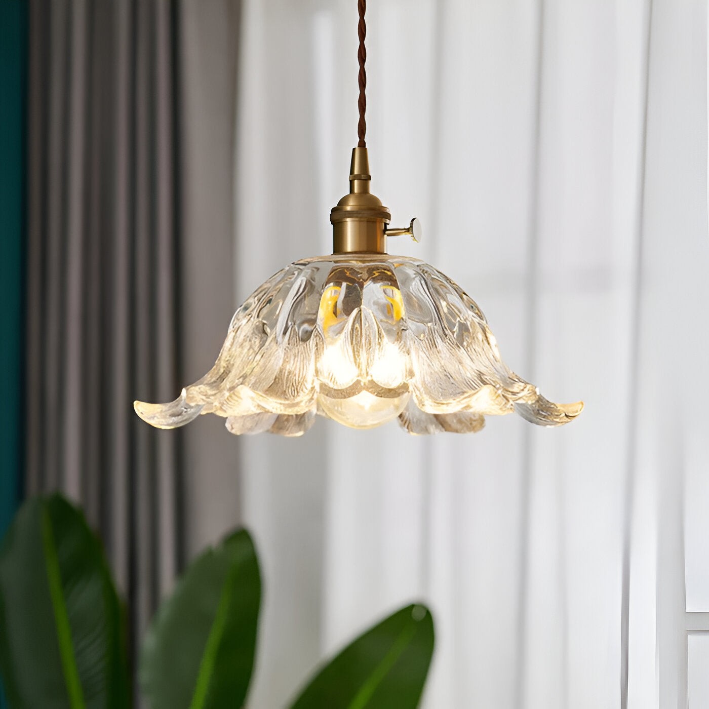 Retro Franse bloemen glazen hanglamp HL1275