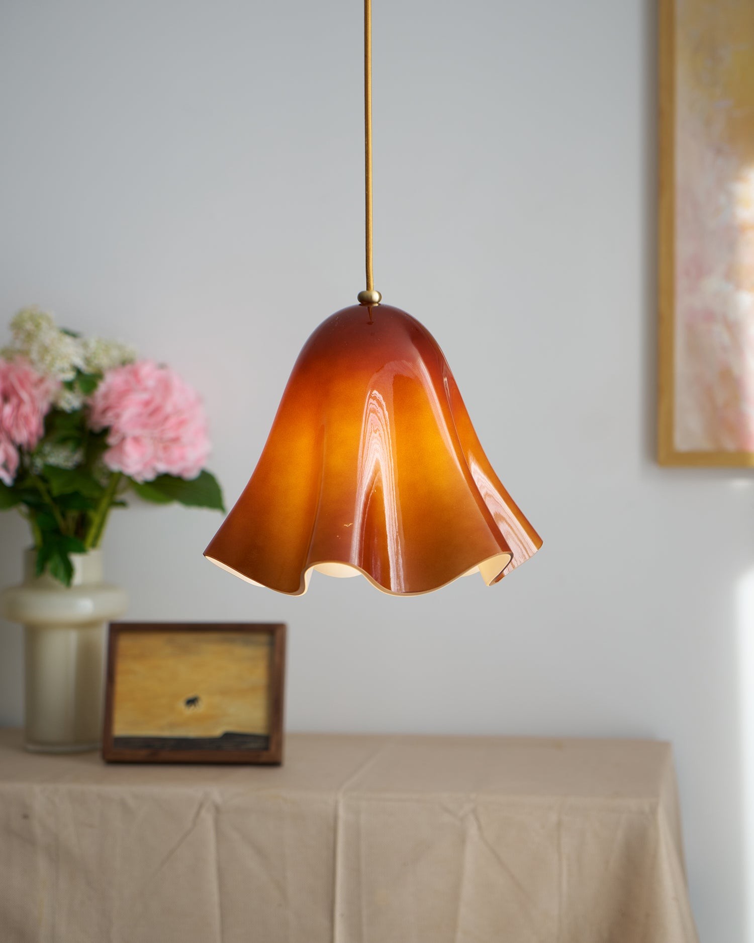 Bellina Artistieke Glazen Hanglamp - Moderne Bloei Geïnspireerde Hangende Plafondlamp HL1641