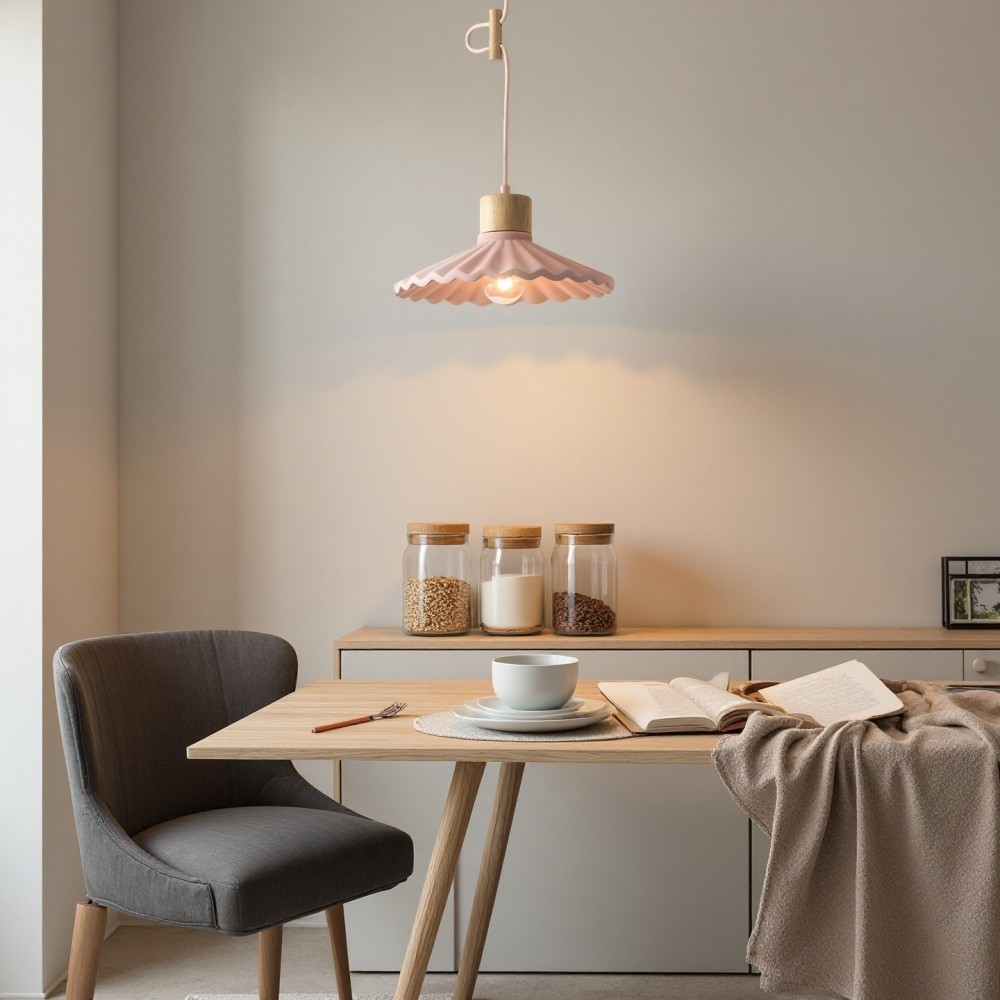 Cement Macaron hanglamp - moderne geplooide kap voor hal HL1328