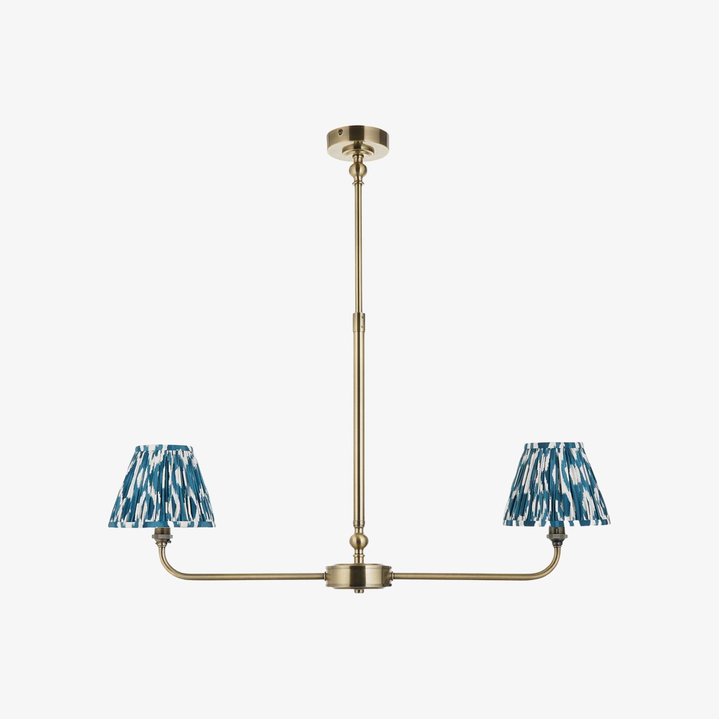 Zevatik Classic kroonluchter van stof met ikat-patroon - Kroonluchter met metalen beugel HL2116