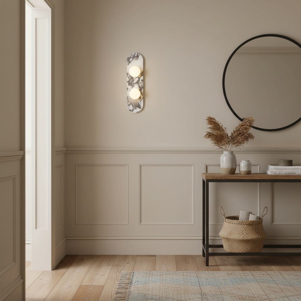 Vinbrea Moderne Accent Wandlamp – Marmeren Behuizing voor Woonkamer of Slaapkamer HL2533