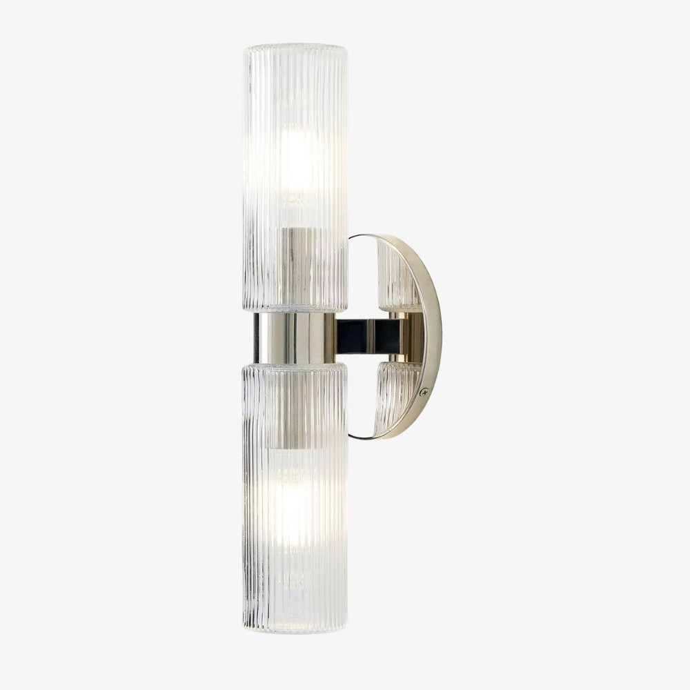 Rivora gecanneleerde glazen dubbele korte wandlamp - binnen- en buitenwandlamp Elegance HL1615