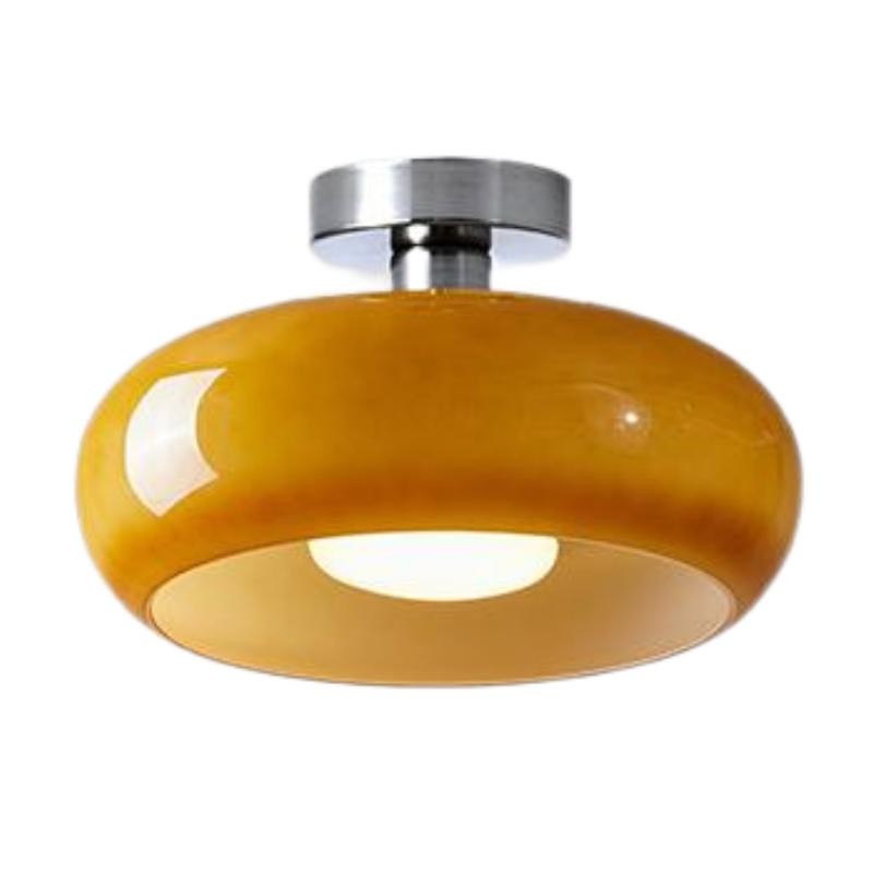 Retro messing schijf Bauhaus glazen plafondlamp HL167