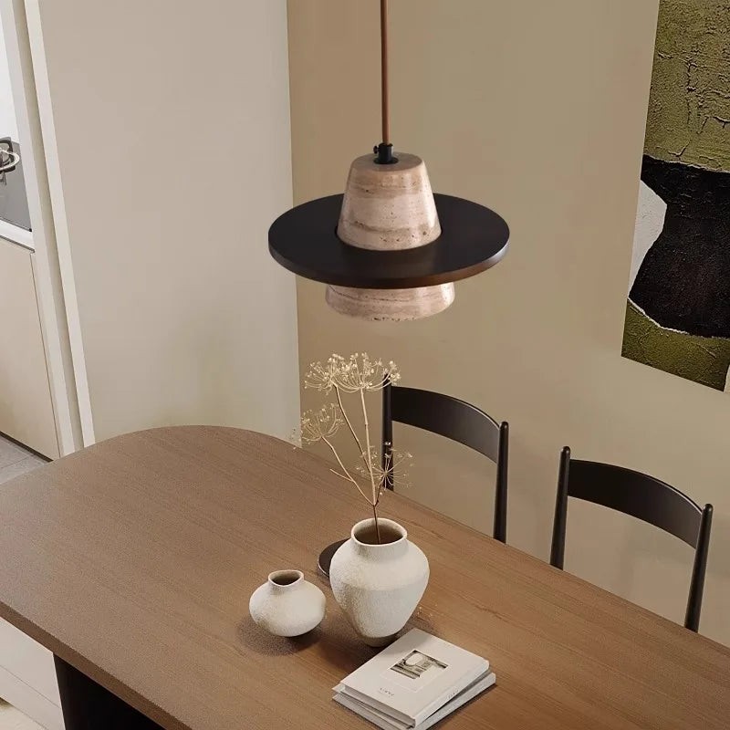 Travertijn Middeleeuwse Houten Hanglamp HL3476