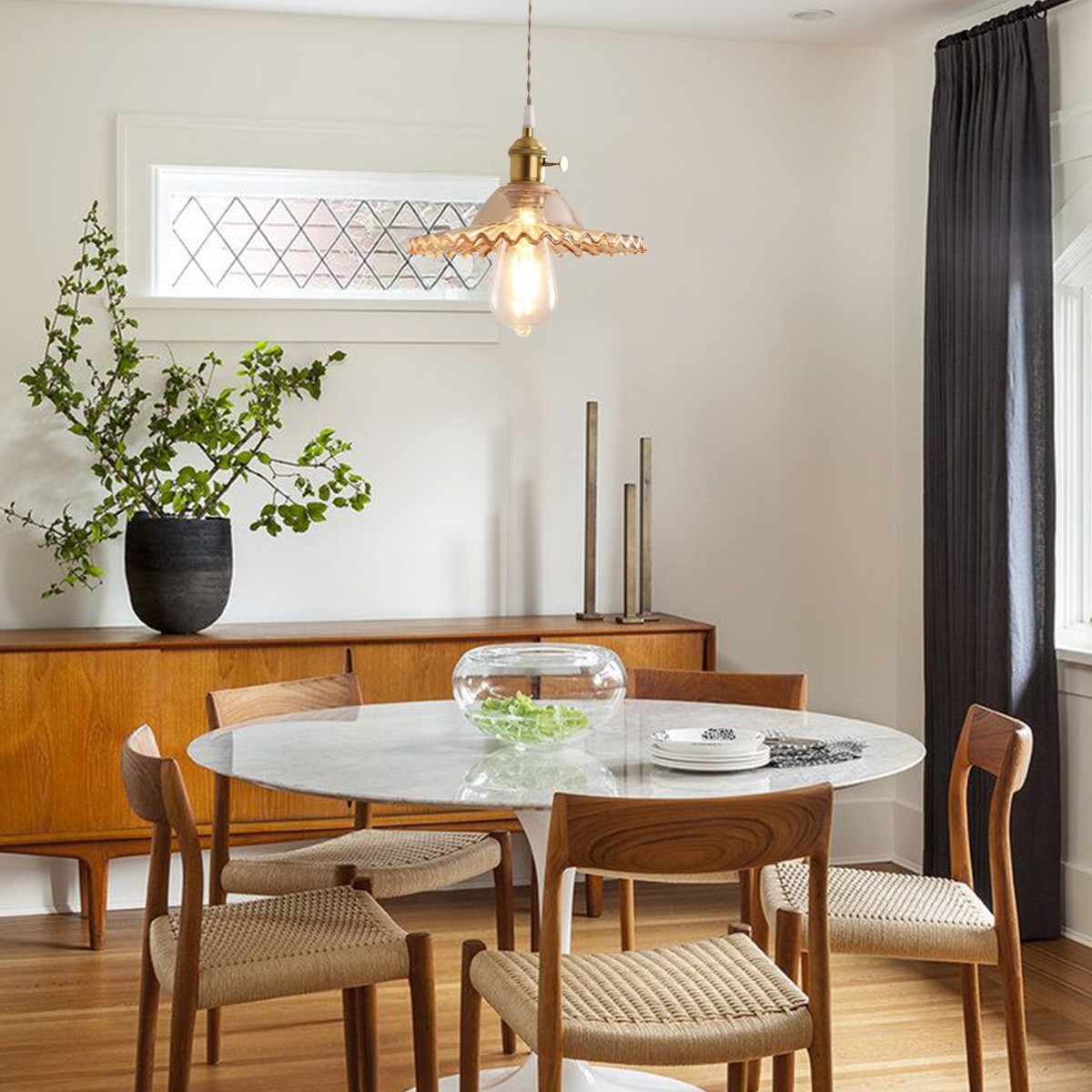 Nordic Bloemblaadje Geplooide Glazen Hanglamp HL286