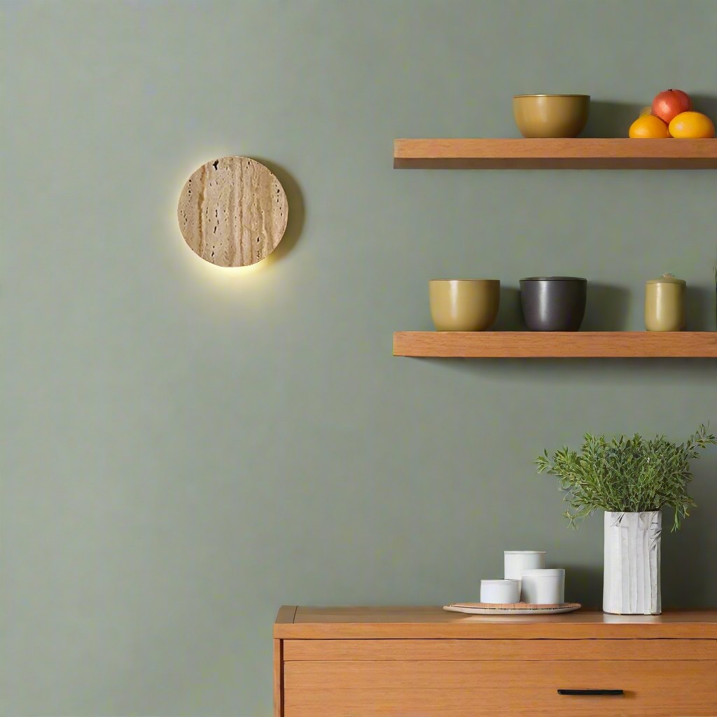 Japanse Wabi Sabi wandlamp van natuurlijk travertijnsteen HL3431